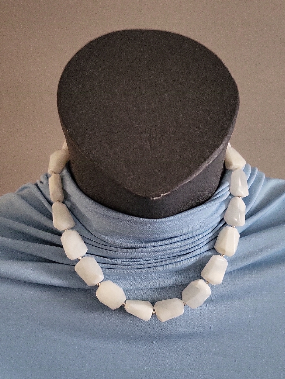White Beaded Statement Necklace - Women Jewelry
